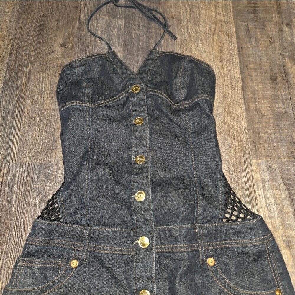 Sean John Y2k Mesh Back Mini Jean Dress - Picture 6 of 12